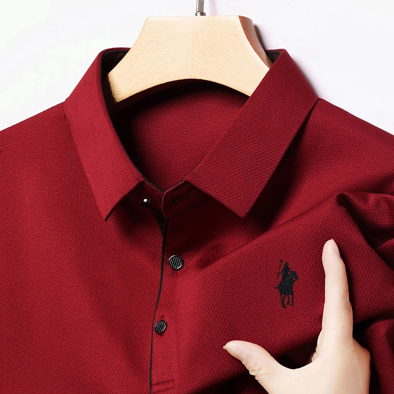 Light Luxury 202 Paul Men's Polo Shirt Long Sleeved T-shirt Casual Daily Lapel Sweatshirt Base - Image 5