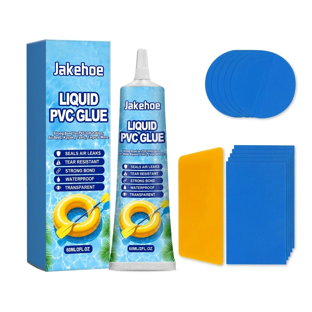 Inflatable Mattress Repair Kit PVC TPU Patch Glue Set 60ML With Scraper And Patches For Air Beds Pool Floats Camping Outdoor Use