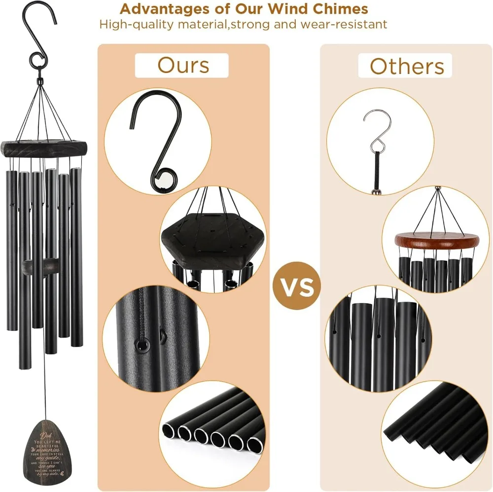 32" Memorial Wind Chimes for Loss of Father - Butterfly Sympathy Gift with Cardinal Card