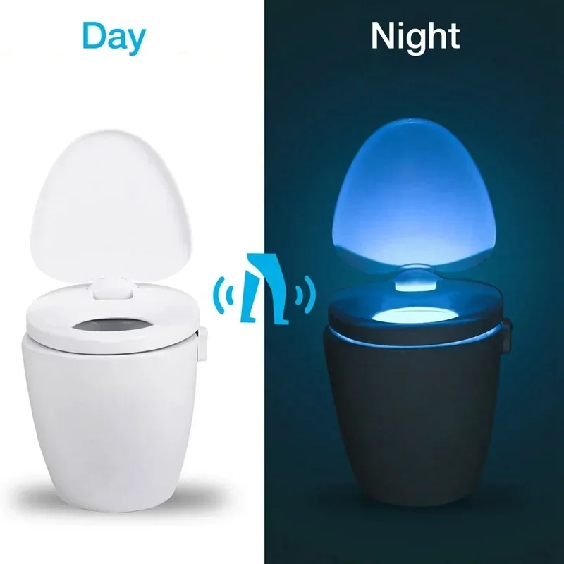 LED Smart Toilet Light PIR Motion Sensor Night Lamp 16 Color Backlight WC Bathroom Night Light