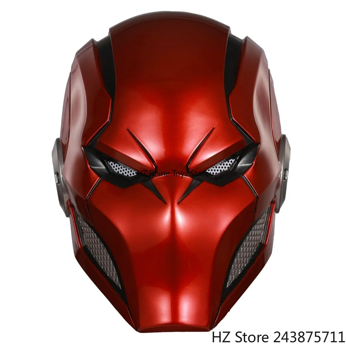 Red Hood Helmet Metallic Mechanical Style Piercing Eye Detail Form-Fitted Deluxe Cosplay Prop for Fans Collector's Edition TK191