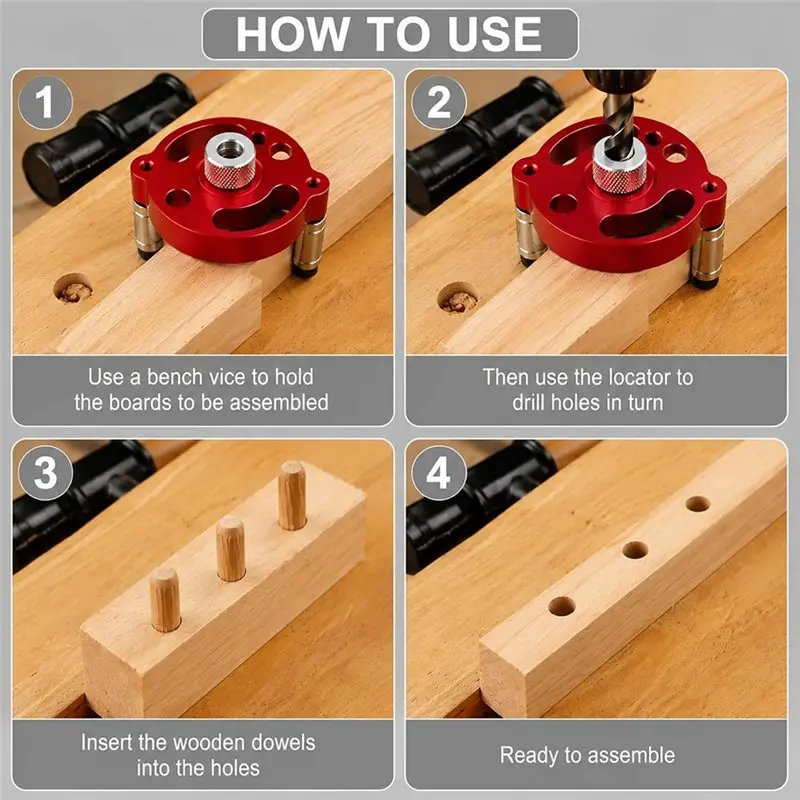 [Annual Offer] Self-Centering Dowel Jig, Handheld Drill Guide For Straight Holes,Wood Panel Hole Punch Locator Tool