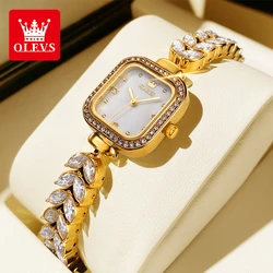 OLEVS 9987 Square Dial Quartz Watch For Women Luxury Original Elegant Ladies Wristwatch Stainless Steel Simple Waterproof Watch