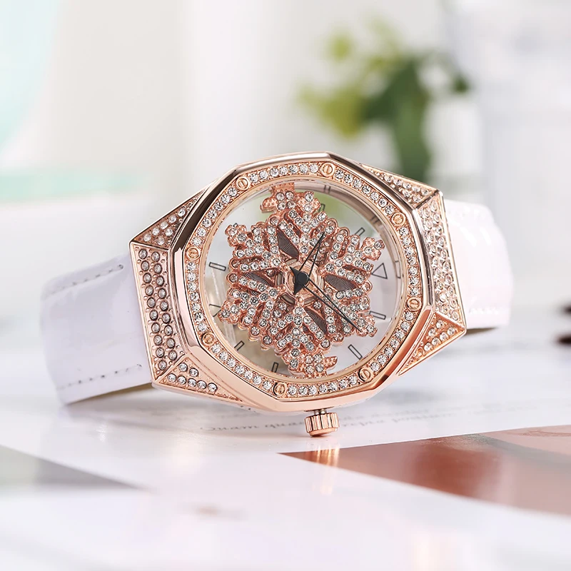 

BOZLUN 3Bar водонепроницаемые часы с кожаным ремешком Snow Diamond модный циферблат кварцевые часы для мужчин женщин роскошные наручные часы