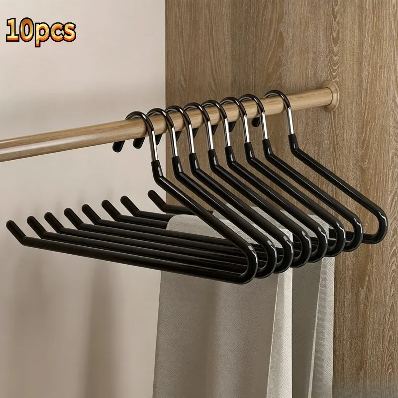 10pcs Reverse Anti-Slip Pants Hangers Closet Space Saving No Trace Pants Hanger Anti-Drop Anti-Wrinkle Dipped Pants Hanger