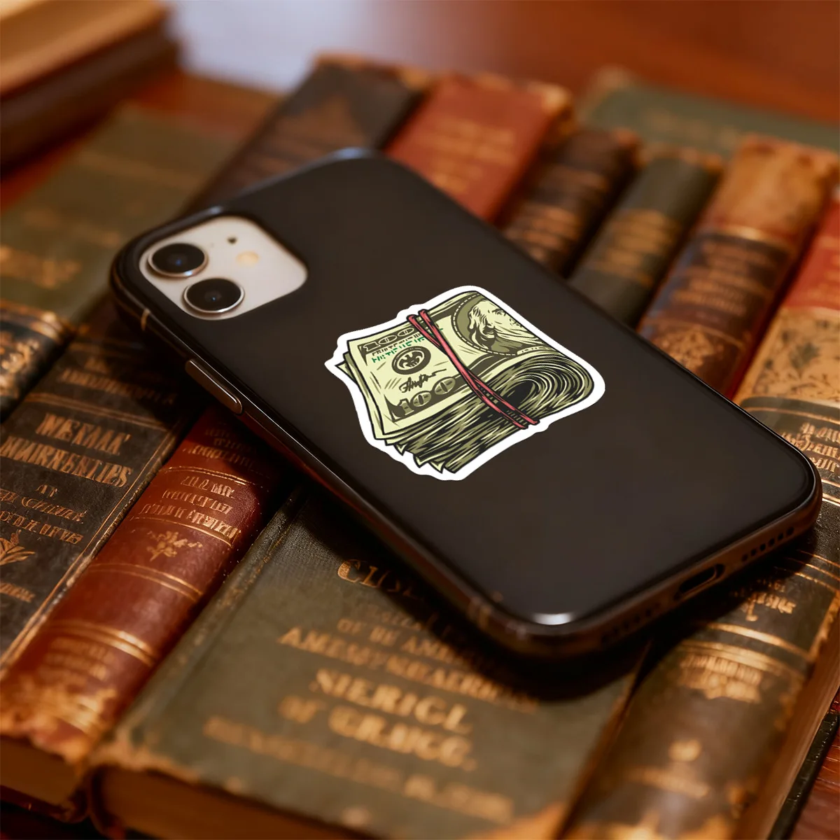 50 pièces dessin animé Dollar signe rétro argent Graffiti autocollant bricolage décoration PVC étanche Skateboard cahier Graffiti jouet