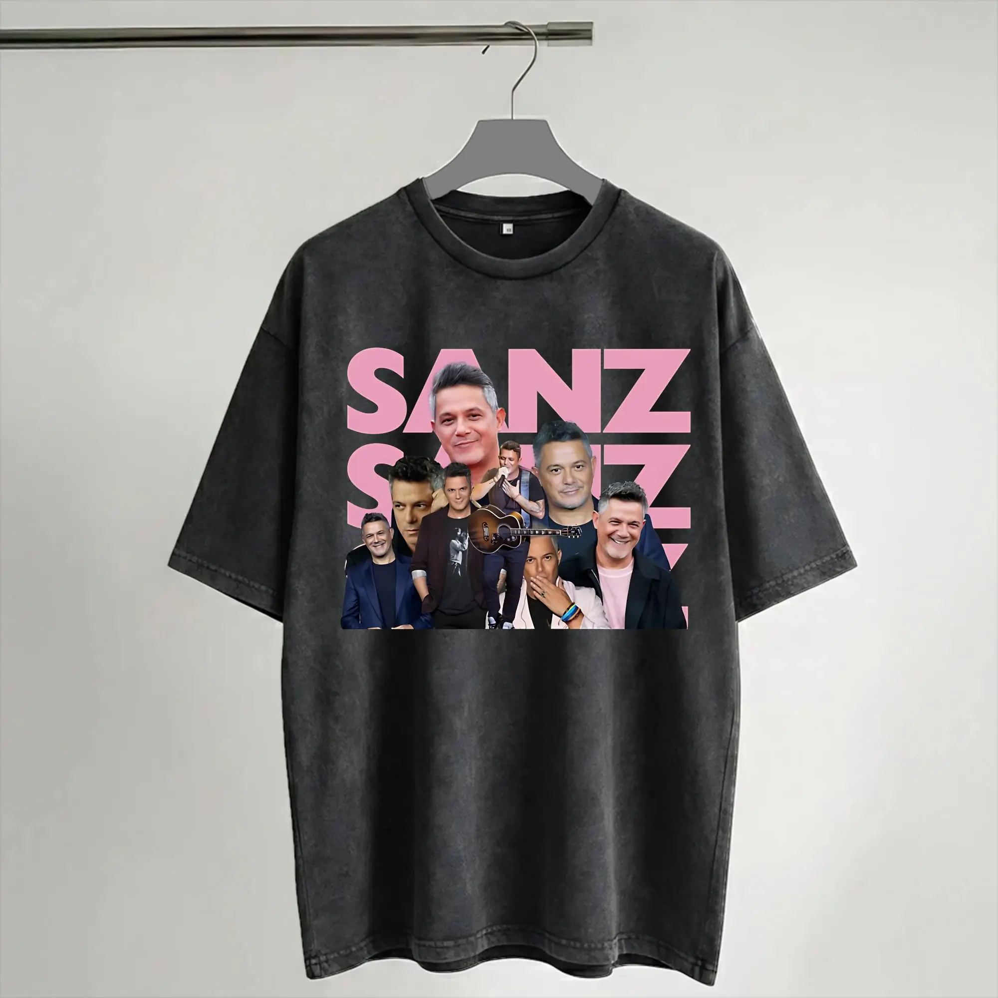 Alejandro Sanz Spanish singer Merch Washed T Shirt Men Women Streetwear Hip Hop T-Shirt Graphic Printed  Tee Shirt Short Sleeve