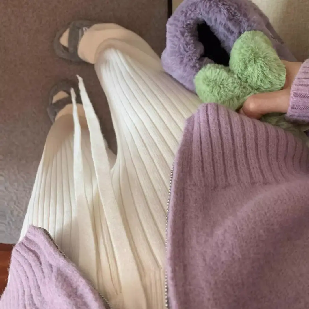 

Новые широкие трикотажные брюки с высокой талией и шнурком, осень и зима, новые повседневные модные теплые брюки, женская уличная одежда CQ92