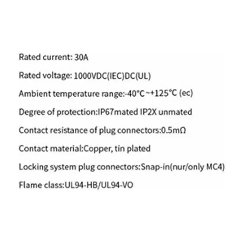 N93RNEW! Solar Pv Y-Type Connector 1 In 2 Out With Wire 1000V 30A Ip67 Dust-Proof Water-Resistant For Battery Pack Solar Panels