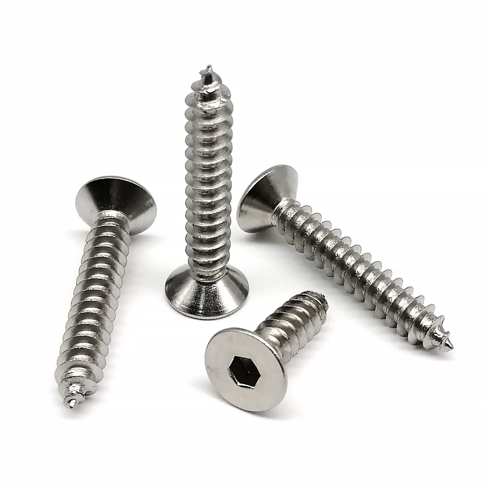 10/50X M2 M2.3 M2.6 M3 M4 M5 M6 A2-70 304 Stainless Steel Allen Hexagon Hex Socket Flat Countersunk Head Self Tapping Wood Screw