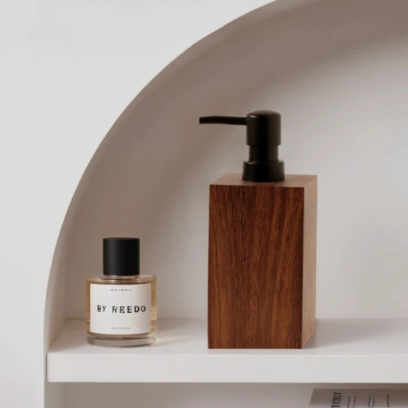 Luxury Walnut Wood Press-type Lotion Dispenser Empty Bottle Hotel Soap Liquid Dispenser Sink Lotion Bottle Bathroom Accessories
