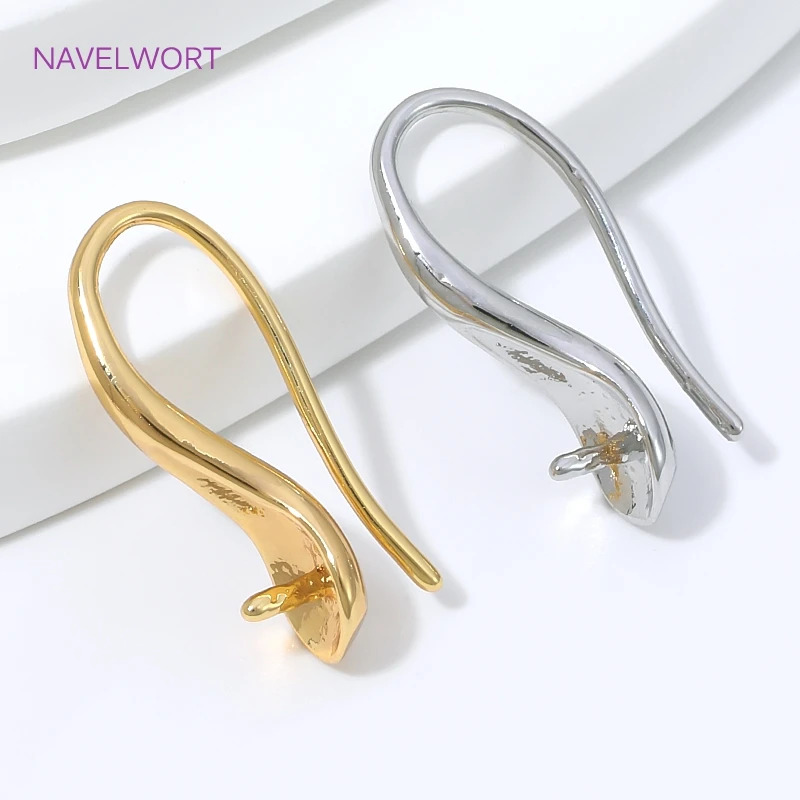 4/8/12Pcs 18K Gold Plated Earring Hooks with Pearl Pendant Mounting,Brass Earwires Fasteners,DIY Earrings Making Accessories