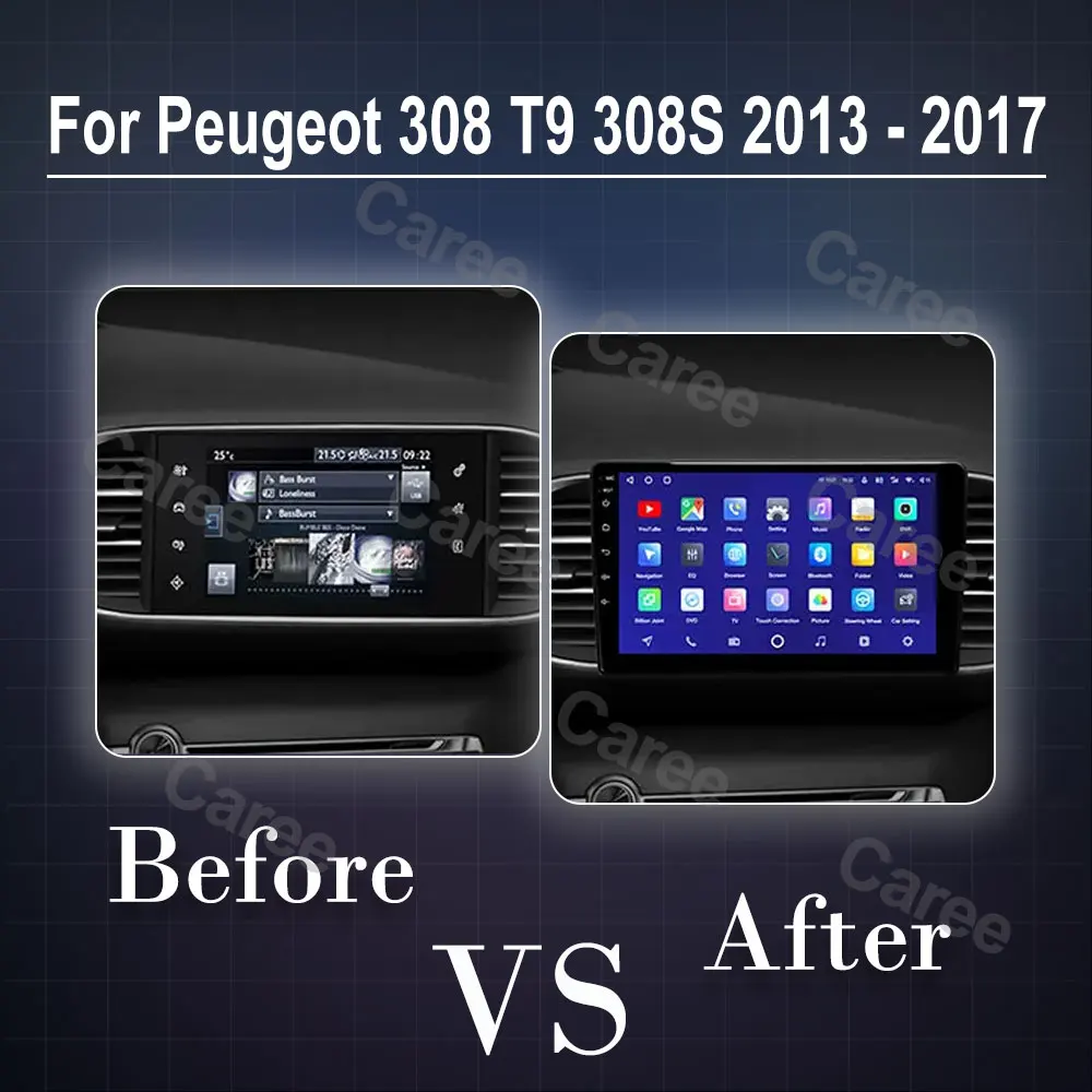Car Radio Android 16 For Peugeot 308 T9 308S 2013 - 2017 Multimedia Player Stereo Navigation GPS Wireless Carplay Stereo No 2DIN