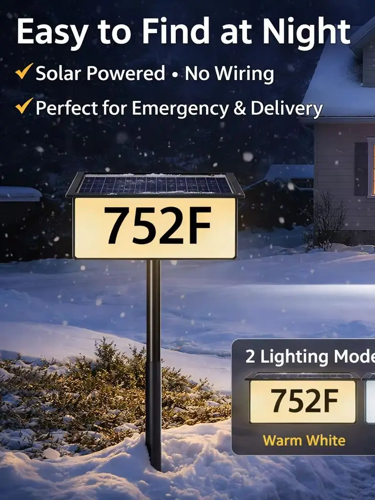 Solar-Powered Digital Door Number Light, Decorative Led House Number Light, Guide Light, Recessed Installation - for Houses, Villa Indicator Light, Solar-Powered Suitable for Villas, Lawns, Parks, Gift Light
