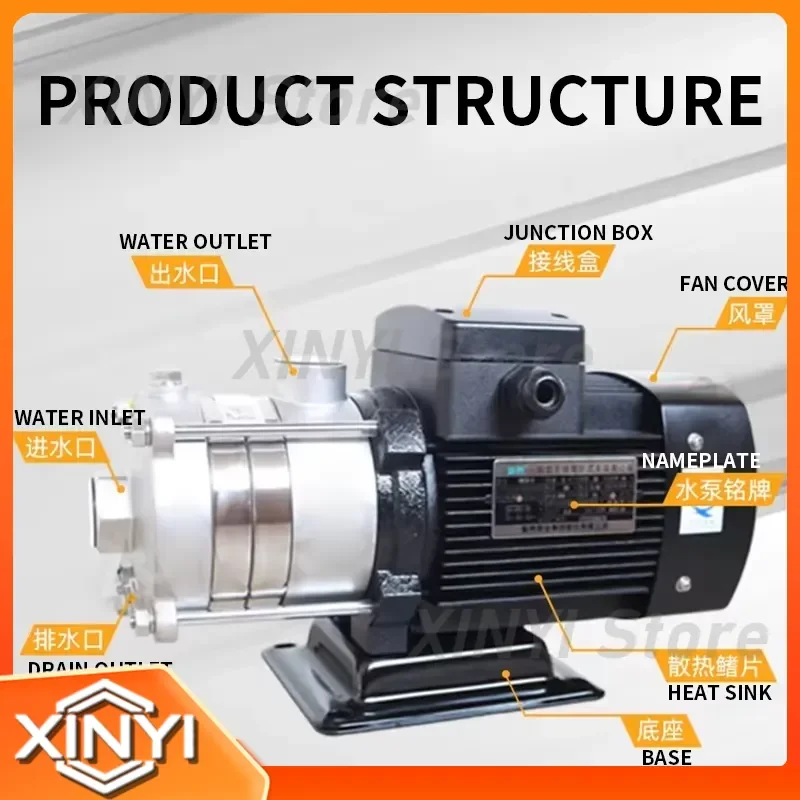 Stainless Steel Centrifugal Pump for 380V/220V Horizontal Multistage Centrifugal Pump High-Flow Water Pump Superior Quality