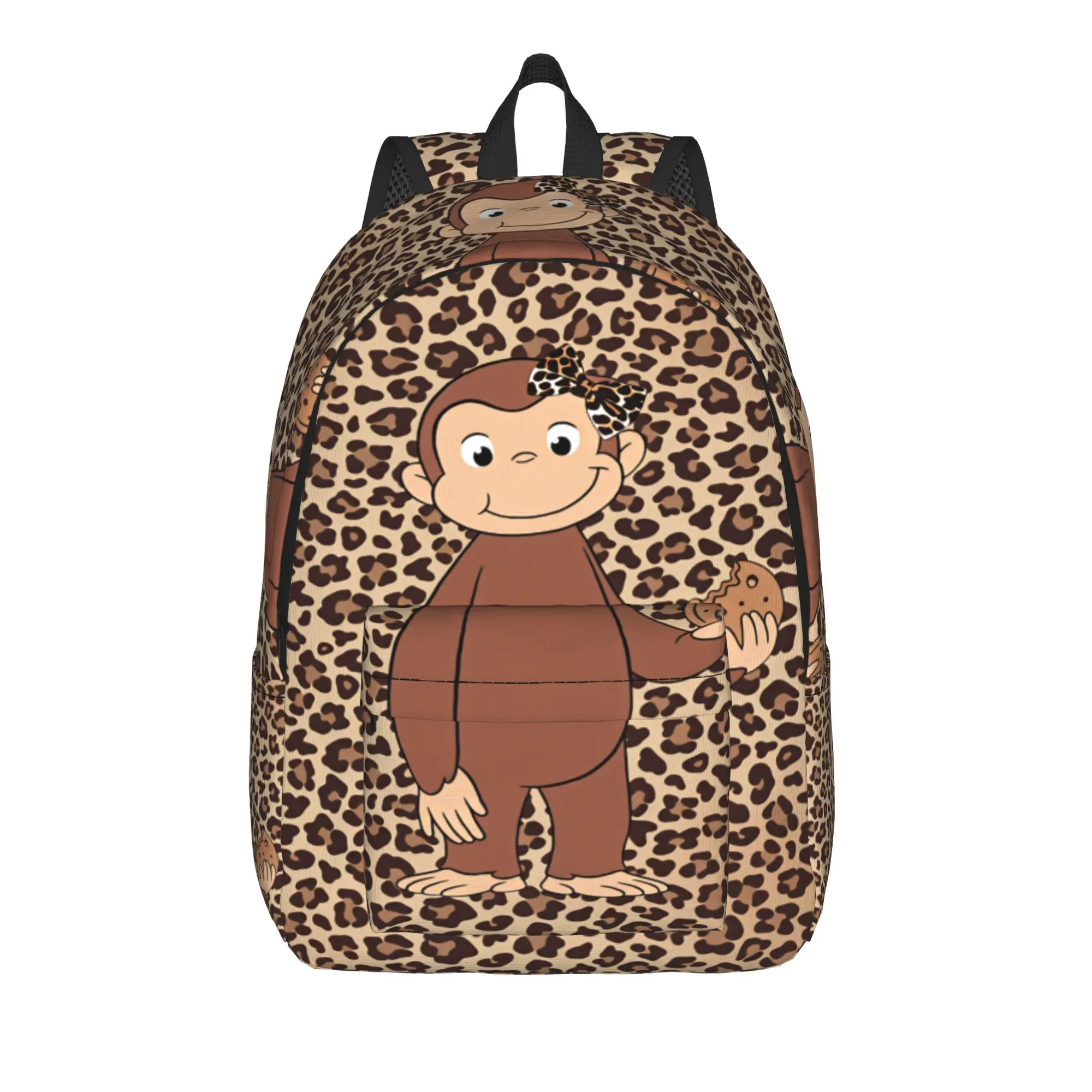 Curious George Monkey Backpack Male  Large Backpacks Polyester Modern High School Bags Daily Custom Rucksack