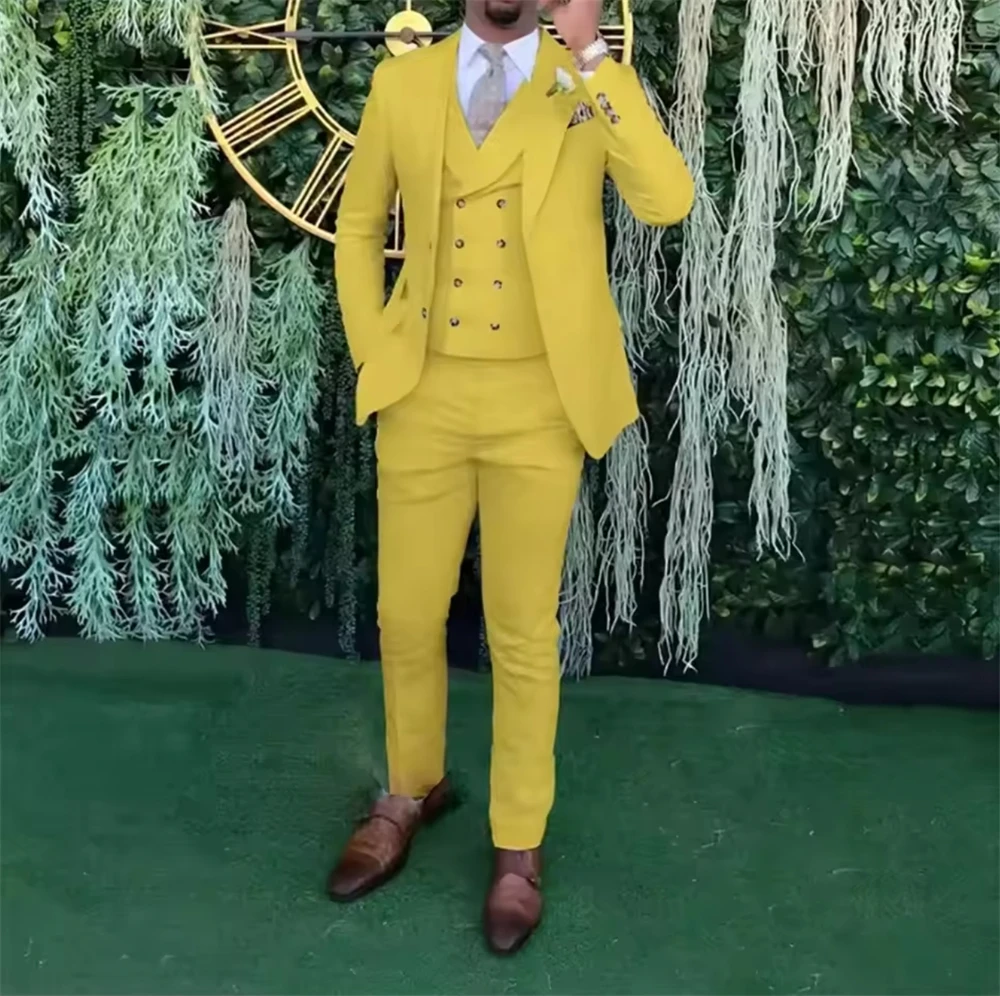 

Fashion Men's Suit Wedding Banquet 3-piece Double Breasted Men's Suit Party Business Office Wear (Blazer+Vest+Pants) Tailor-made