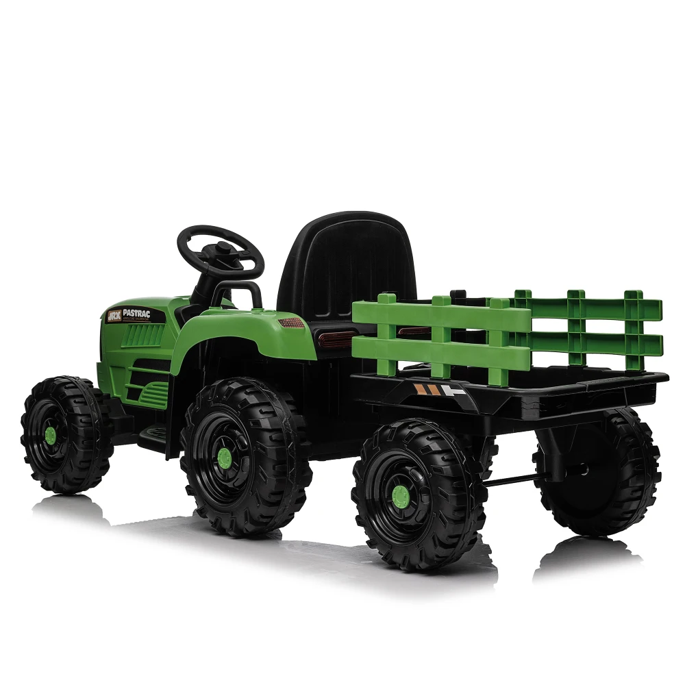 24V 400W Ride On Tractor with Trailer, Electric Car for Kids with Remote Control, LED Lights, Bluetooth, Safety Belt