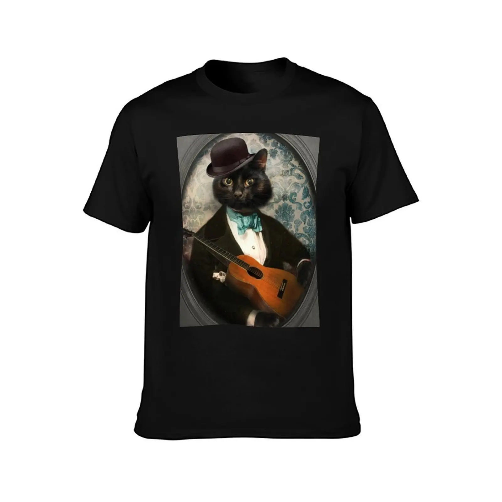Black Cat Guitar Cat - Felix Fitzpatrick T-Shirt Anti-Perspiration Workout Top T-Shirt