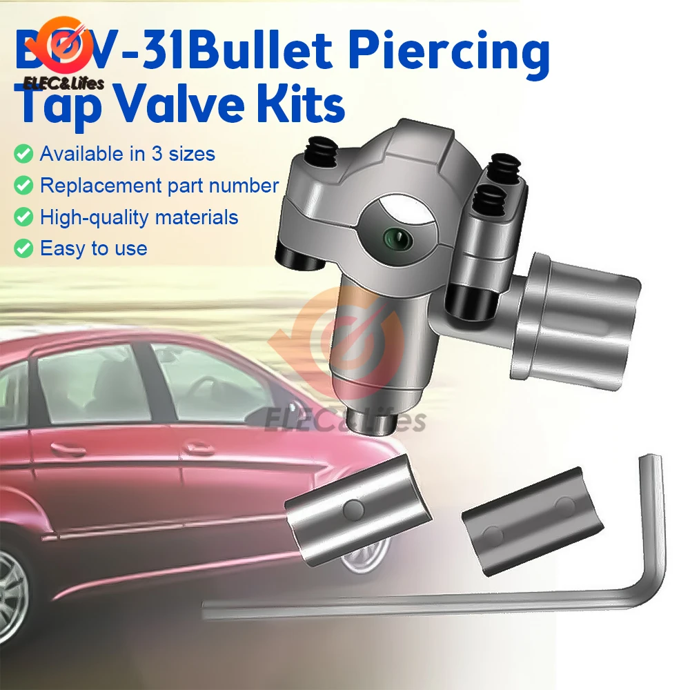 2PCS Bullet Piercing Valve Line Tap Bpv31 Hvac Parts Seal Refridgerator Ac Part Fixing Tools Bullet Puncture High Quality Silver