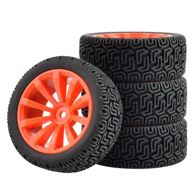 RC Car Rubber Tires & Wheels Rims 12mm Hex Hub for WLtoys 144001 and 1/18 1/16 1/10 Car Tyre(4-Pack)