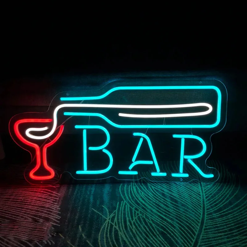 Beer Bar Neon Sign Wine Bottle Led Light Pub Store Party Drink Club Business Home Wall Decor Personalized Design Neon Sign