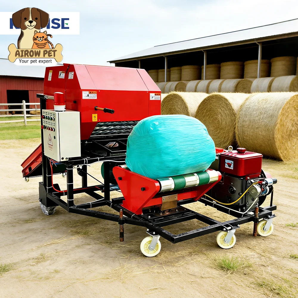 AIROW Automatic Silage Baler Machine for Farm Forage Storage, Grass Packing and Round Bale Wrapping