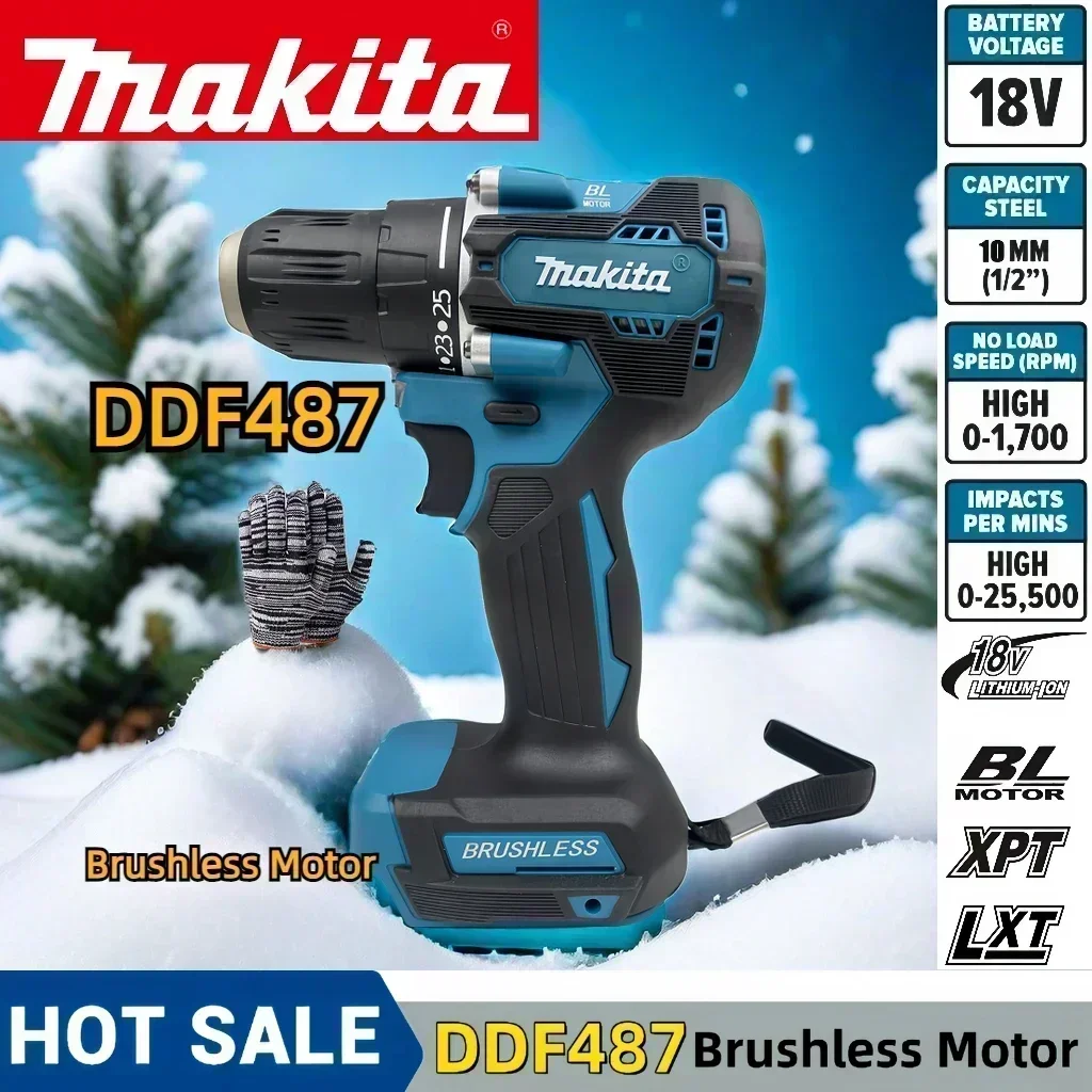 

Makita DDF487 отвертка аккумуляторная дрель 18 В LXT электрический бесщеточный двигатель с регулируемой скоростью электроинструмент аккумуляторная дрель