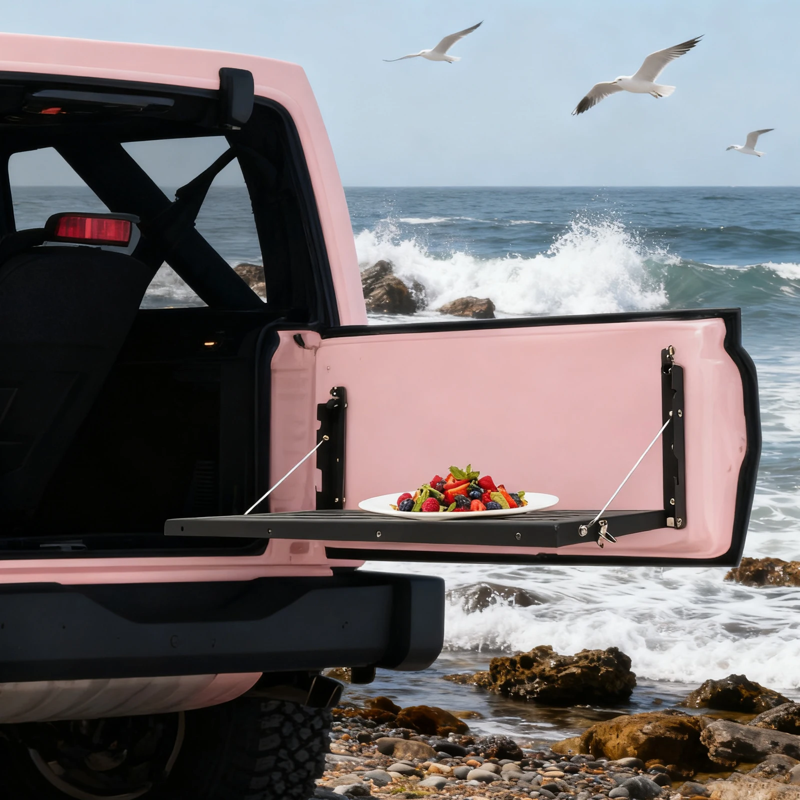 Klappbarer Heckklappen-Tisch 34,01kg/75lbs Tragfähigkeit Tragbarer Klapp-Esstisch für 07-17 Jeep Wrangler JK 2/4-Türer – Detail 13