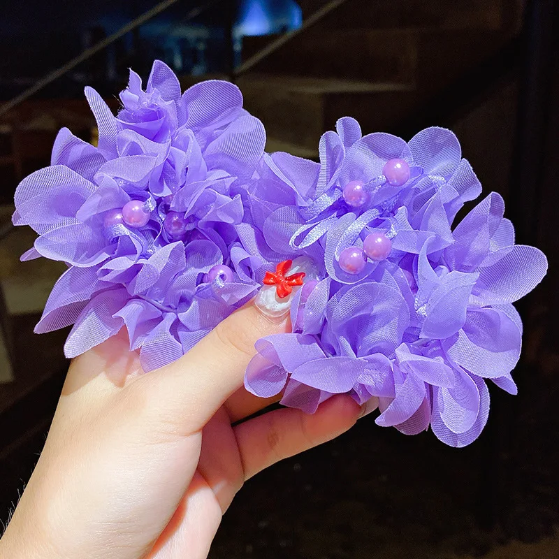 2PCS Kinder Nette Kopf Blume Haar Zubehör Prinzessin Kleines Mädchen Marmor Haar Kreis Mädchen Blume Stirnband Haar Krawatten gummi – Detail 6
