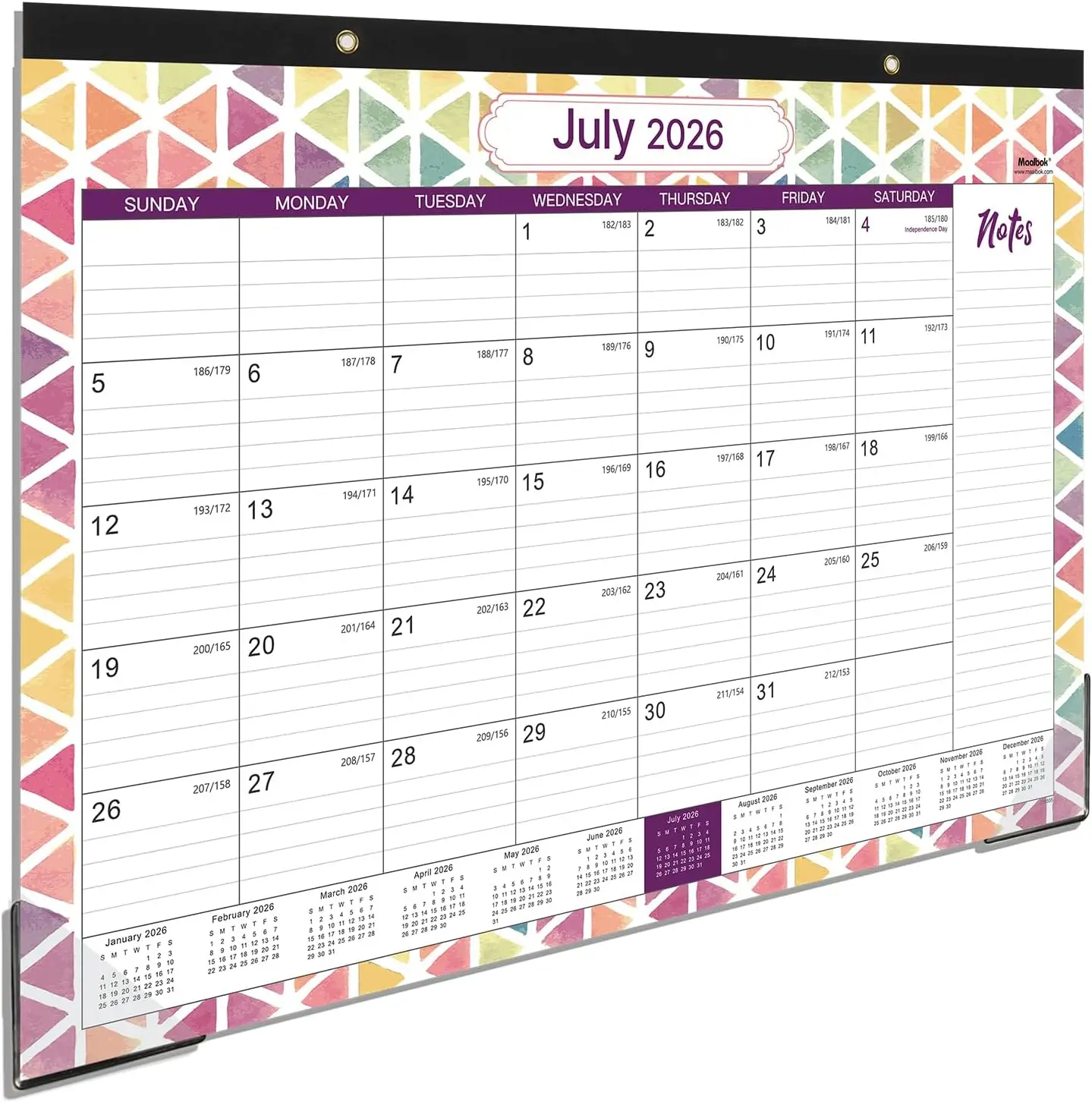 

2026-2027 Desk Calendar 17x12, Jul 2026-Dec 2027, Large Blocks, To-Do List, Notes, Office Planner