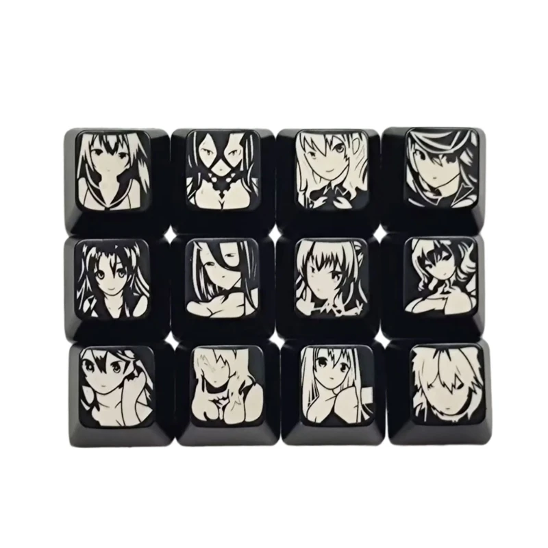 CORA Unique Cartoon Artwork ABS Plastic Keycaps 12Pieces For Customs Keyboards Setups