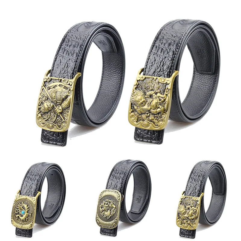 

Кожаный мужской ремень с гладкой пряжкой, персонализированный, молодежный, повседневный, традиционный, в стиле ретро, под крокодиловую кожу