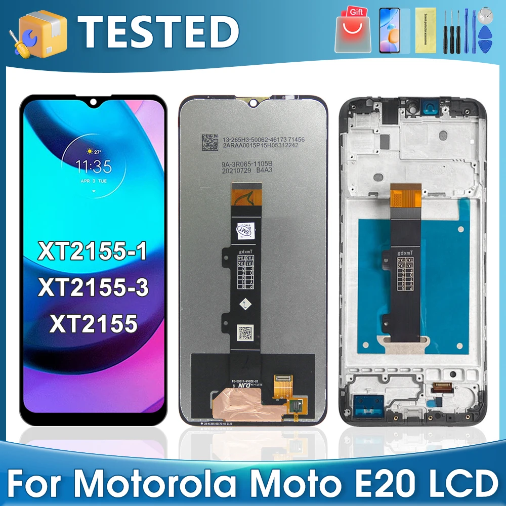 

6,5 ''для Motorola Moto E20 XT2155 XT2155-1 XT2155-3 ЖК-дисплей с цифровым преобразователем сенсорного экрана в сборе, замена для Moto E20