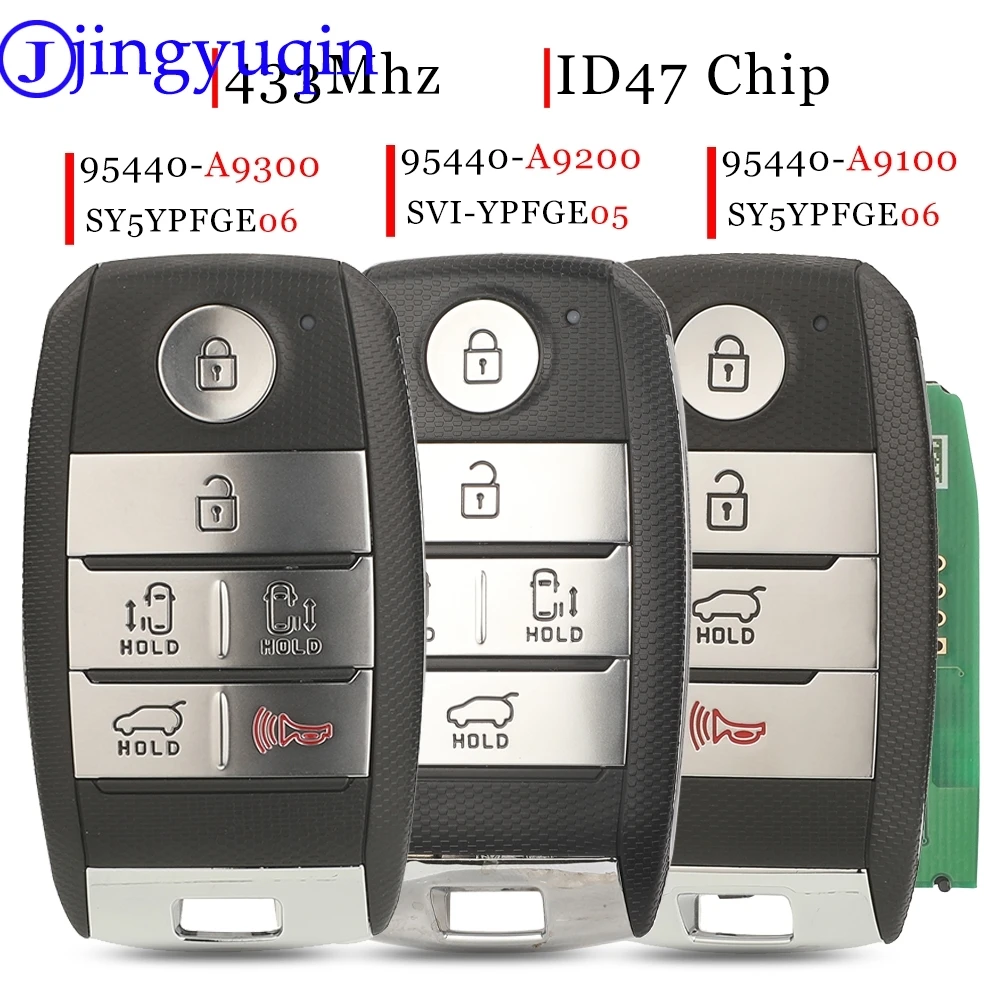 Jingyuqin 95440-A9100/A9200/A9300 433MHz ID47 Chip For KIA Carnival Sedona 2015+ Smart Car Key Remote SVI-YPFGE05 Keyless Fob