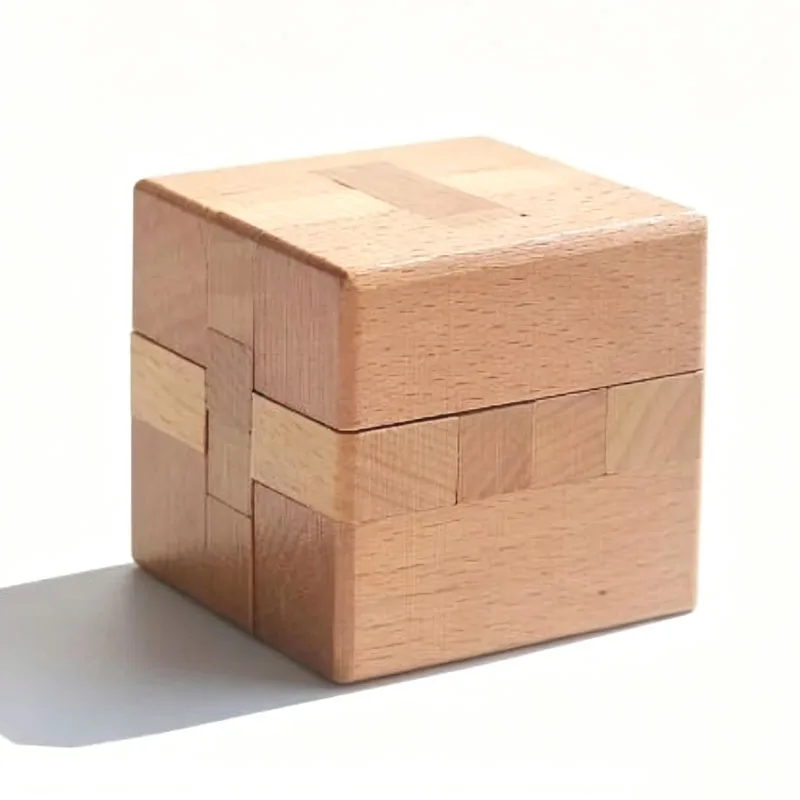 Wooden Luban Lock Cube Puzzles Square 3D Brain Teasers For Kids & Adults Mind IQ Logic Challenge Rompecabezas De Madera