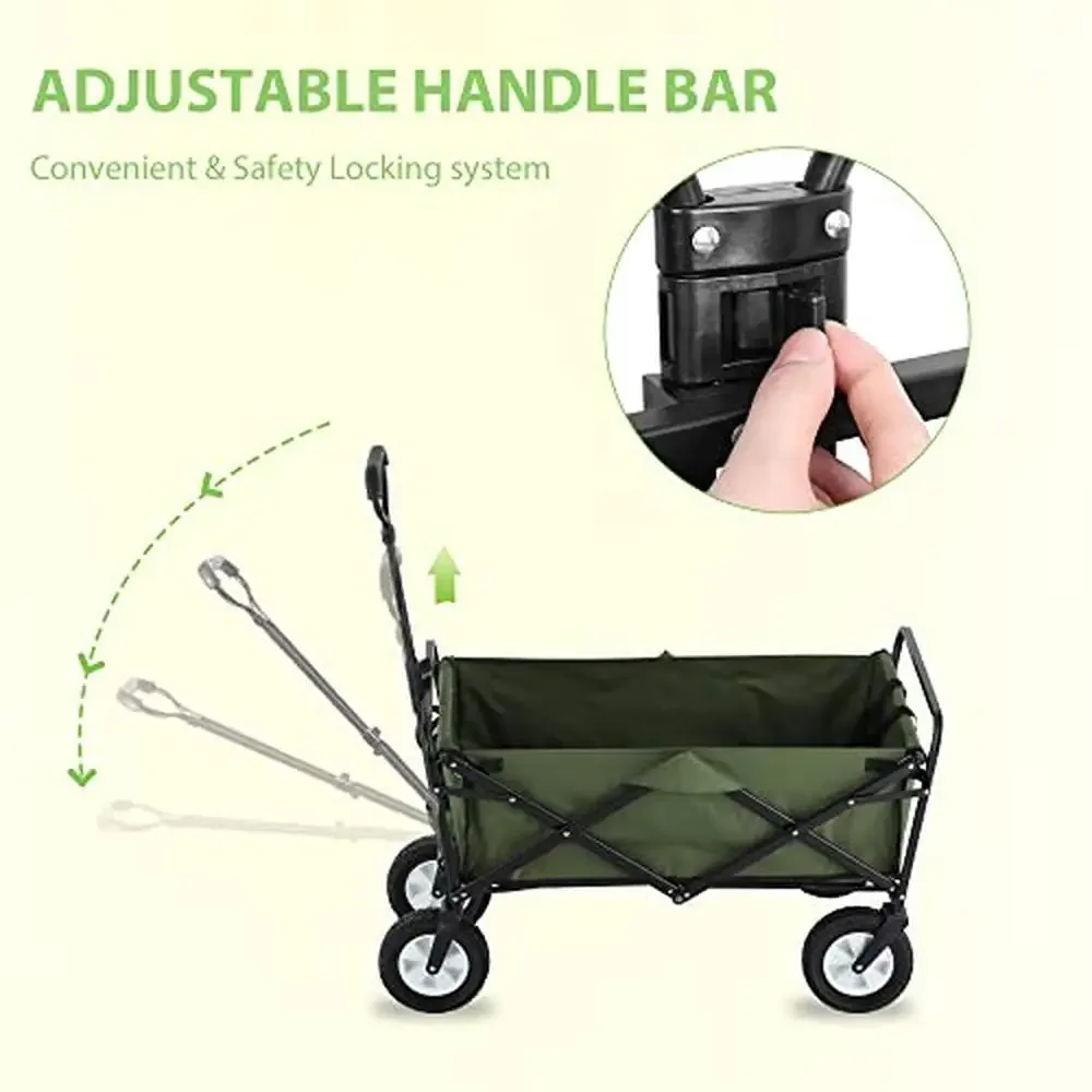 Folding Wagon Outdoor Camping 220lbs Capacity Utility Cart with Wheels Durable Collapsible Garden Cart Waterproof Fabric