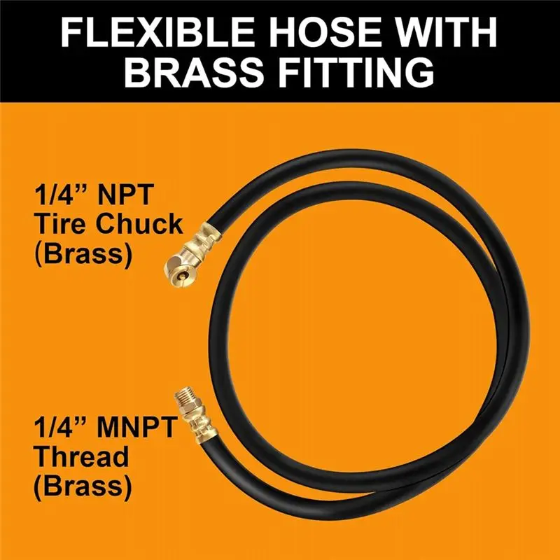 A76I-Air Tank Repair Kit W/Safety Valve, Pressure Gauge And 4 Feet Air Tank Hose Assembly Kit For Portable Carry Tank Easy To Us