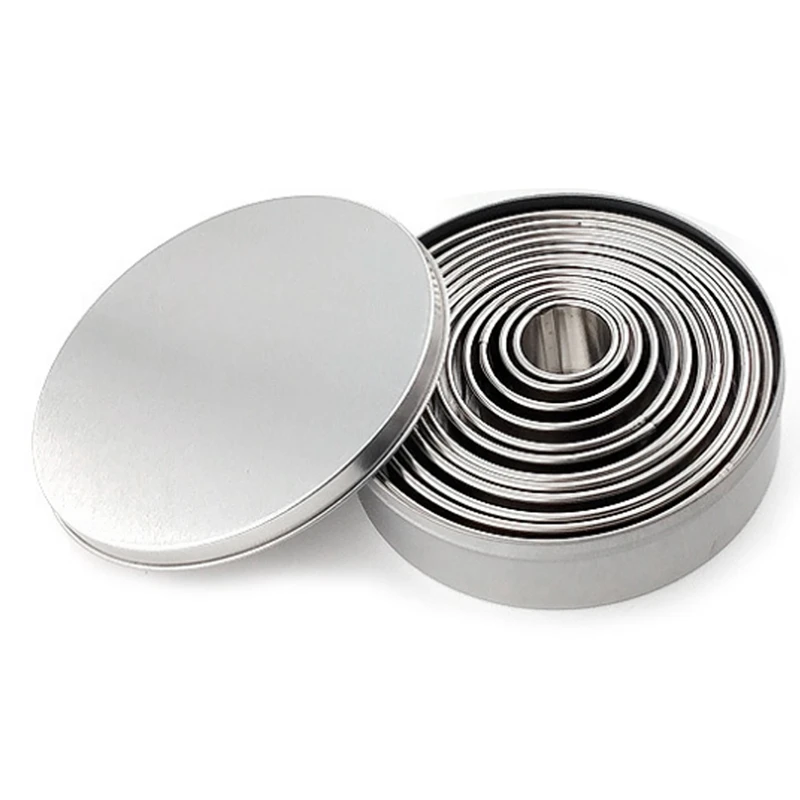 Moule à gâteau rond en acier inoxydable, anneau de cuisson de mousse, outils de cuisine, emporte-pièce de cuisson de pizza, anneau de gâteau de bricolage, 12 pièces