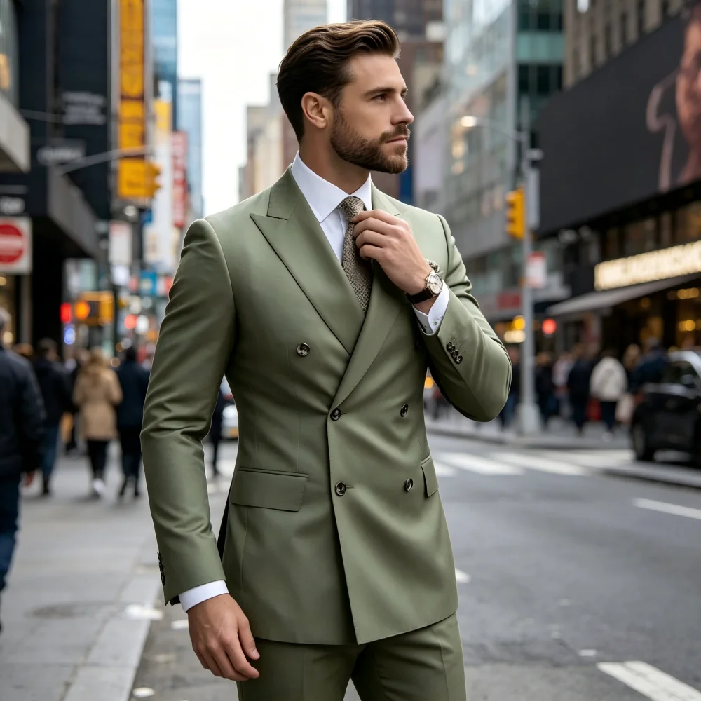 

Мужской свадебный смокинг, официальный костюм из 2-х частей, оранжевый с эффектом обжига, с металлическими пуговицами, для повседневной носки