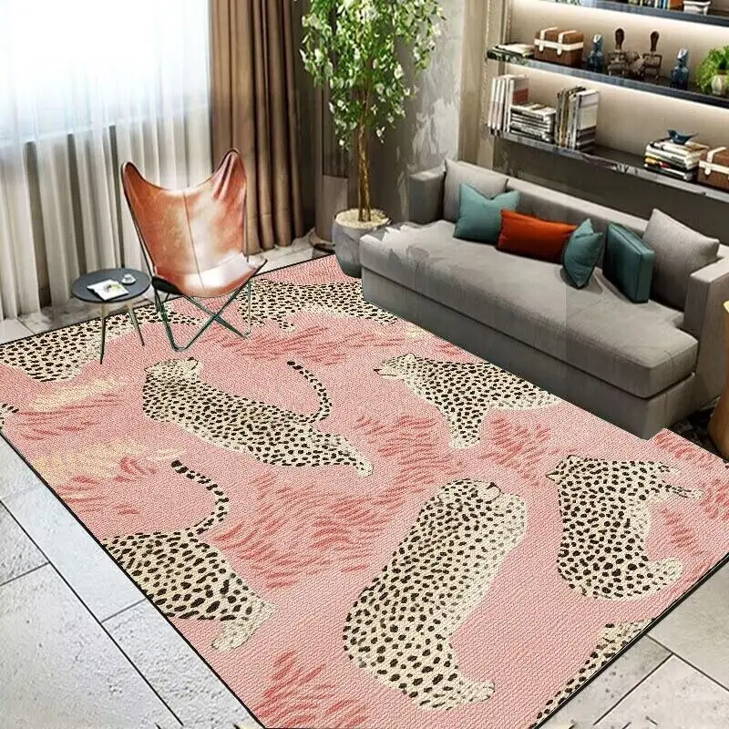 

Leopard Luxury Large Area Carpets Living Room Decoration Carpet Coffee Table Cloakroom Plush Rug Fashion Bedroom Non-Slip Mat