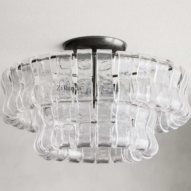 Modern luxury classic French living room large banquet hotel restaurant high-end smoke glass ceiling lamp
