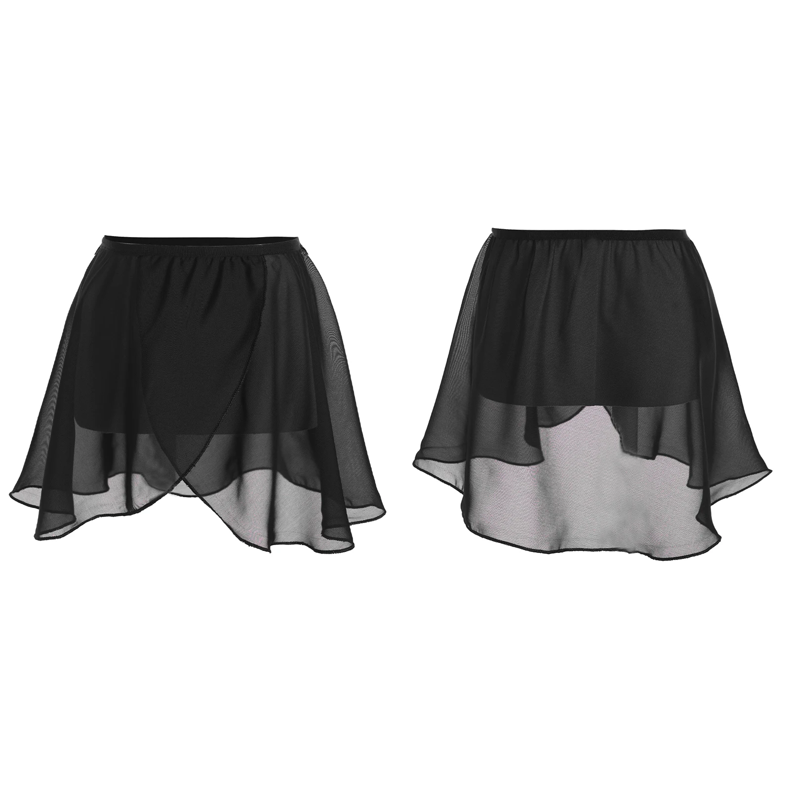 Ballet Rok Kids Gilrs Korte Wrap Chiffon Rok Ballet Tutu Skate Rok Elastische Tailleband Ballerina Prestaties Dans Slijtage