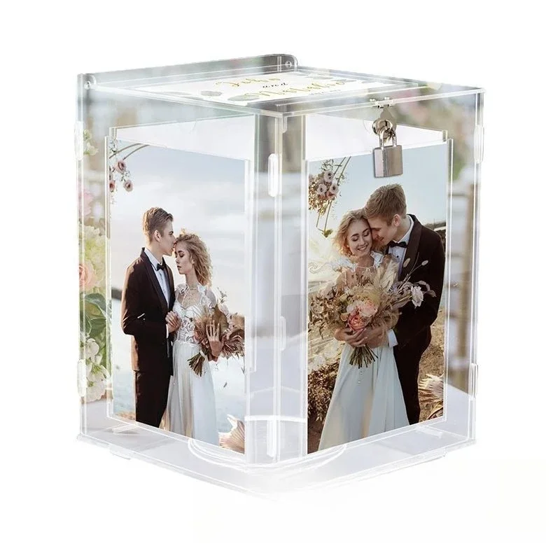 Photo Frame Modern Rotatable Wedding Envelope Mail Money Gift Box Rack