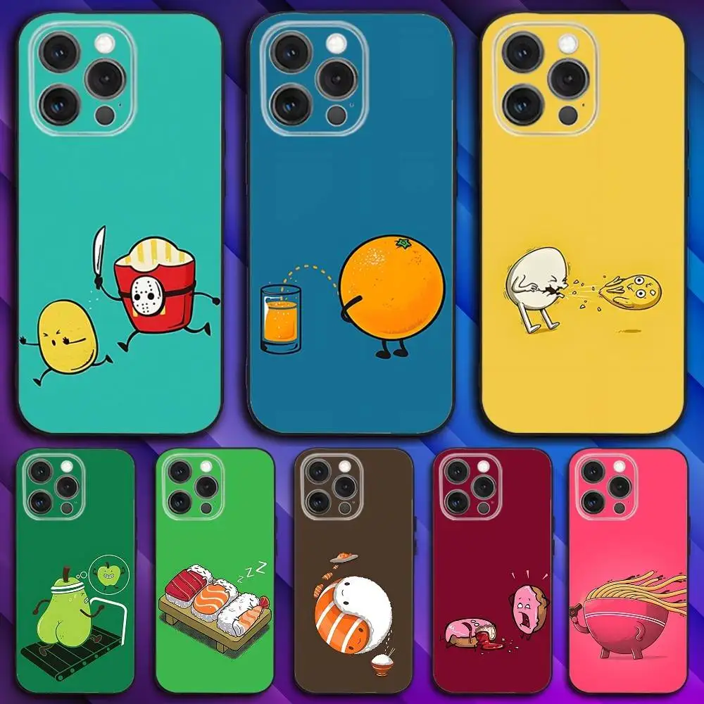 

Funny Food Fancy Phone Case For iPhone 17,16,15,14,13,12,11,Pro,Max,Plus,X,XS,SE4,E,Mini,Soft Black Case
