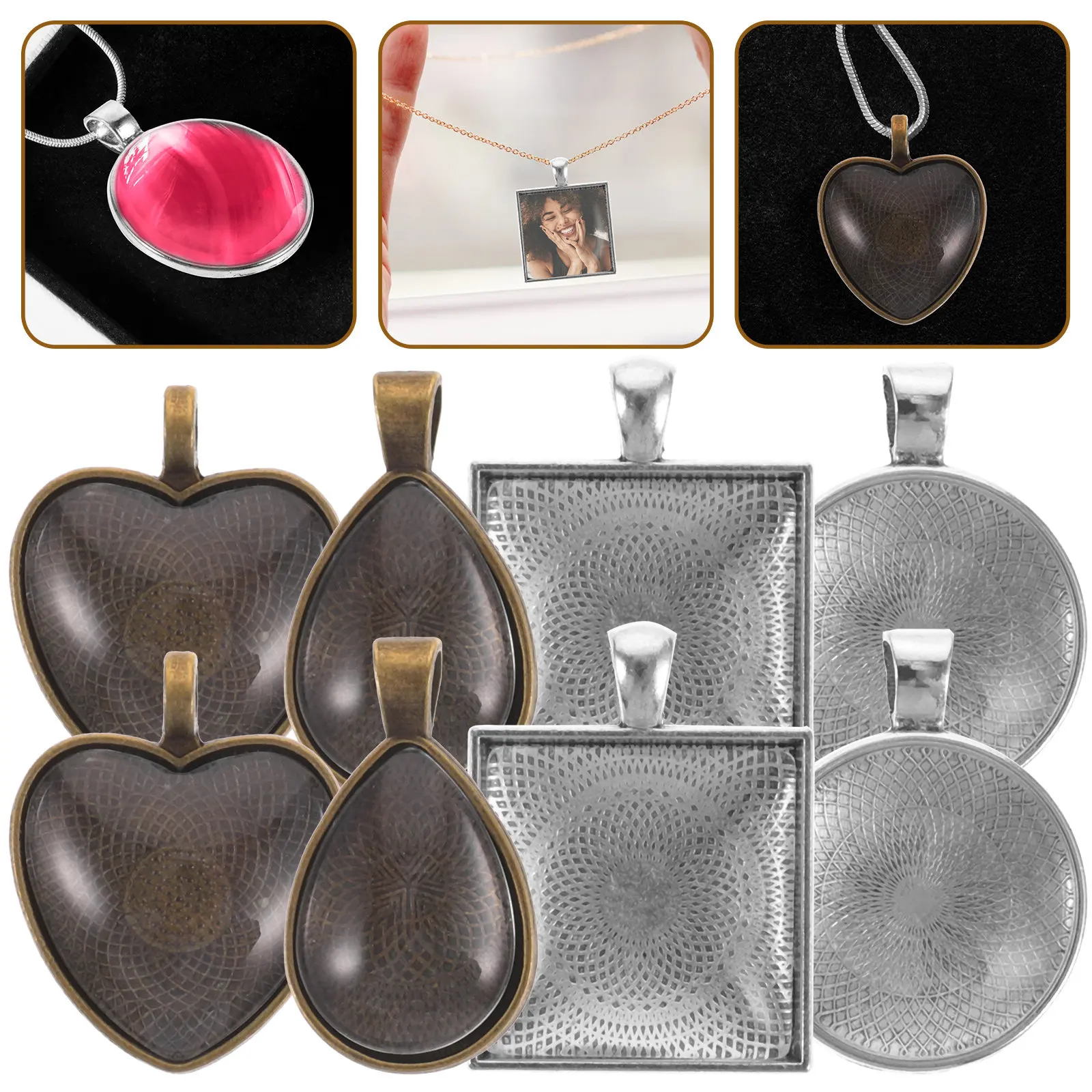 

1Set Necklace Pendant Tray Bezel Blank Base Multipurpose Jewelry Making Kit Delicate Decorative Craft Supplies
