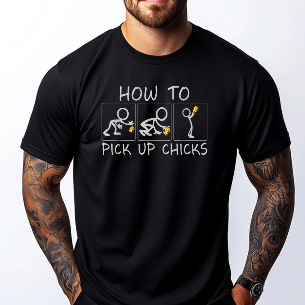 

Funny Sarcastic t shirts for Men kids How To Pick Up Chicks Graphic T Shirts 100% Cotton Tee Shirt Men Man Tops Tees