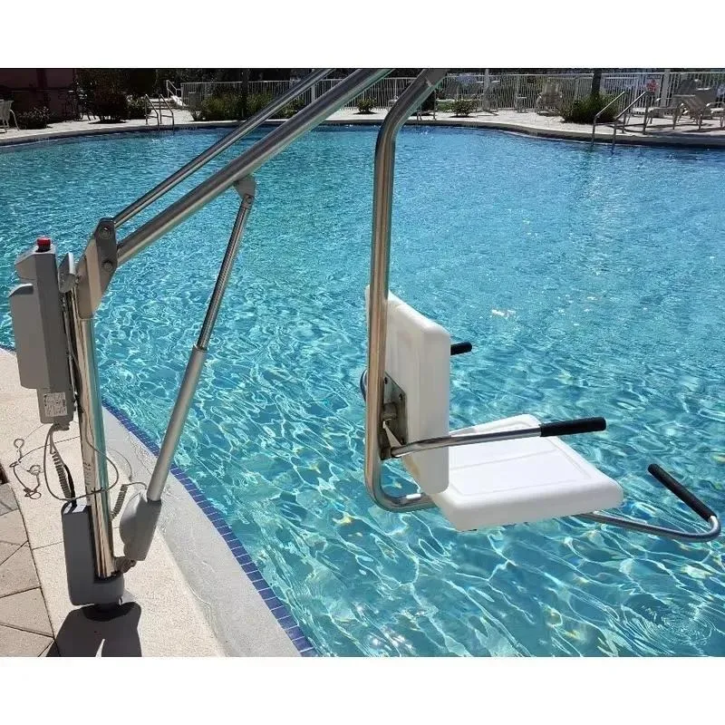 Stainless Steel Swimming Pool Lift for Disabled with Remote Control Heavy Duty Hydraulic Hoist Chair Accessible Bathing Aid