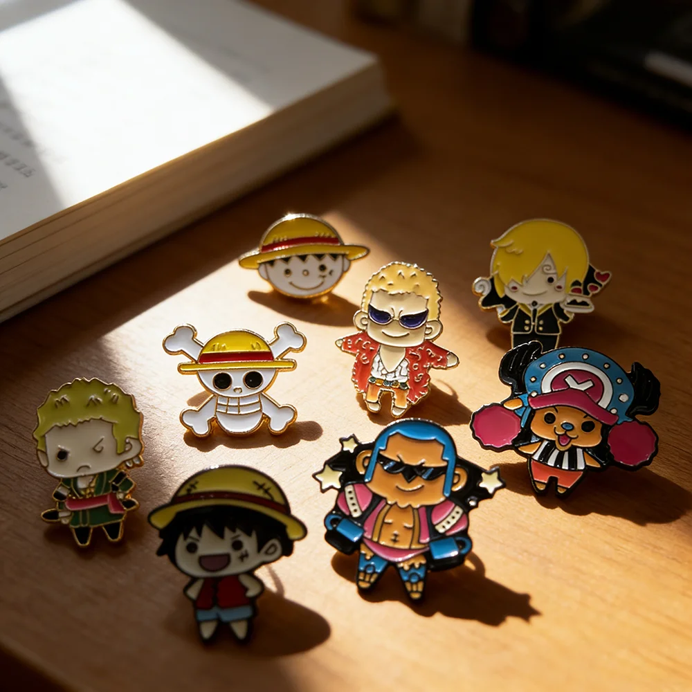 8 Pcs One Piece Anime Roronoa Zoro & Monkey D. Luffy Cosplay Badges Brooches Collectible Comic Lapel Jewelry for Backpack - view 2