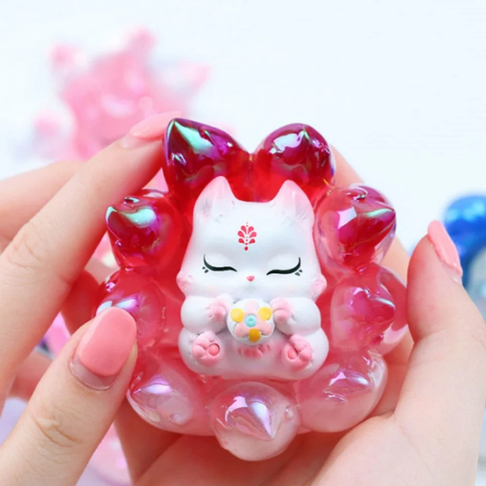 Ancient Nine Tailed Fox Rose Fairy Night Light Series Blind Box Toys Kawaii Doll Action Figure Toy Collectible Model Mystery Box